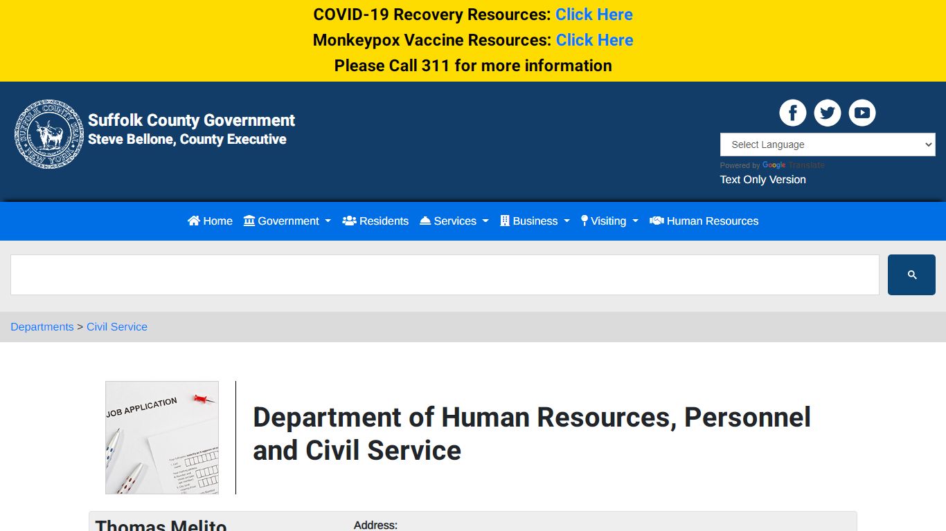 Department of Human Resources, Personnel and Civil Service